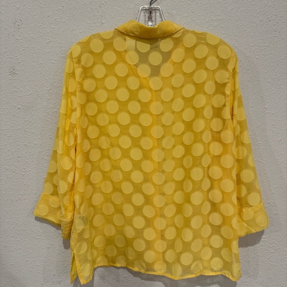 Alfred Dunner Blouse Sheer Circles 3/4 Sleeve Butter Yellow Women’s Size 12P - Picture 4 of 11